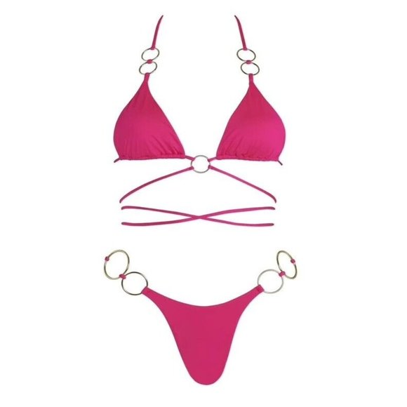 Monica Hansen Beachwear Icon Bikini Bottom Azalea Pink Swim M NWT $150 - Picture 3 of 5